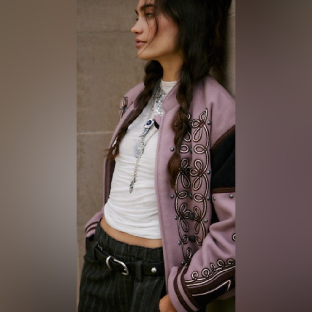 Free People Boy Band Bomber Wool Blend Jacket - Picture 6 of 6